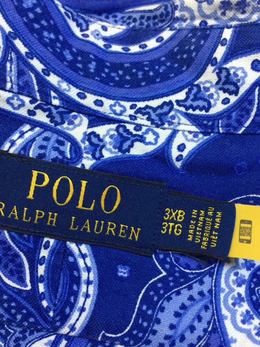 Polo Ralph Lauren Shirt 3XB Mens Big Tall Blue Paisley Short Sleeve Button Down
